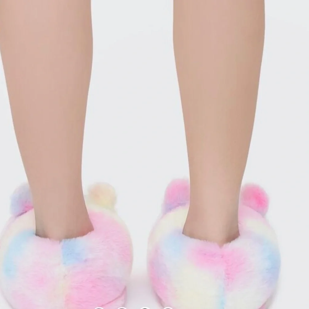 Unicorn Tie Dye Plush Slippers